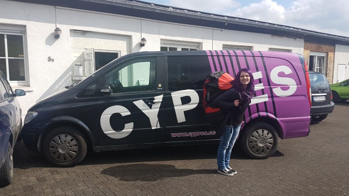 Chiara standing in front of the CYPRES van.