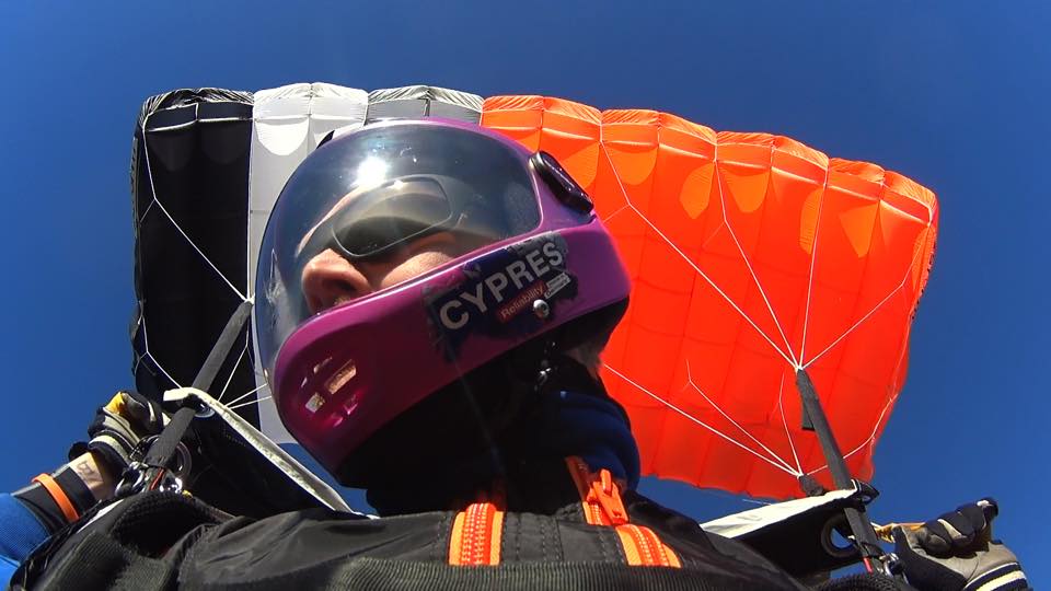 A POV photo of James Macca Macdonald under canopy. 