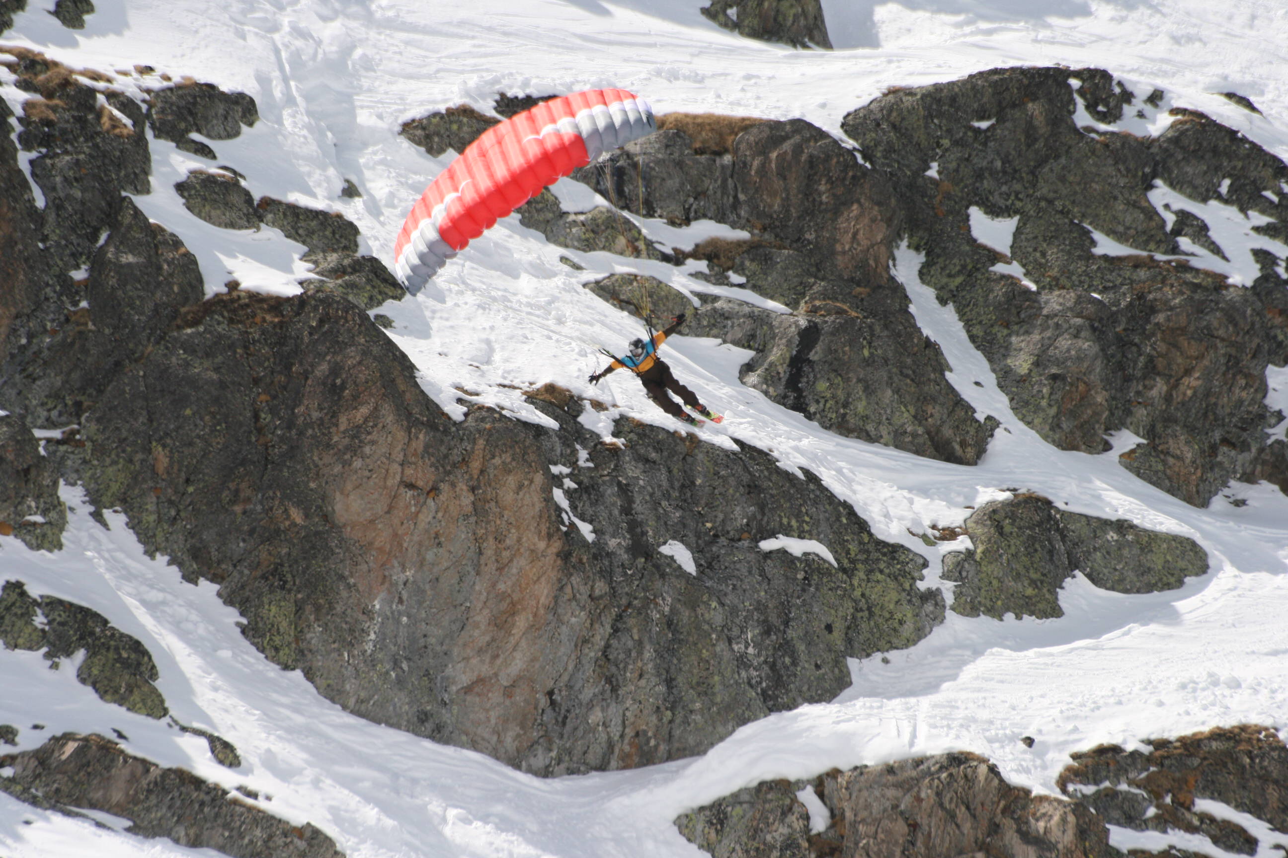 Jasper, swooping down a snow capped mountain!