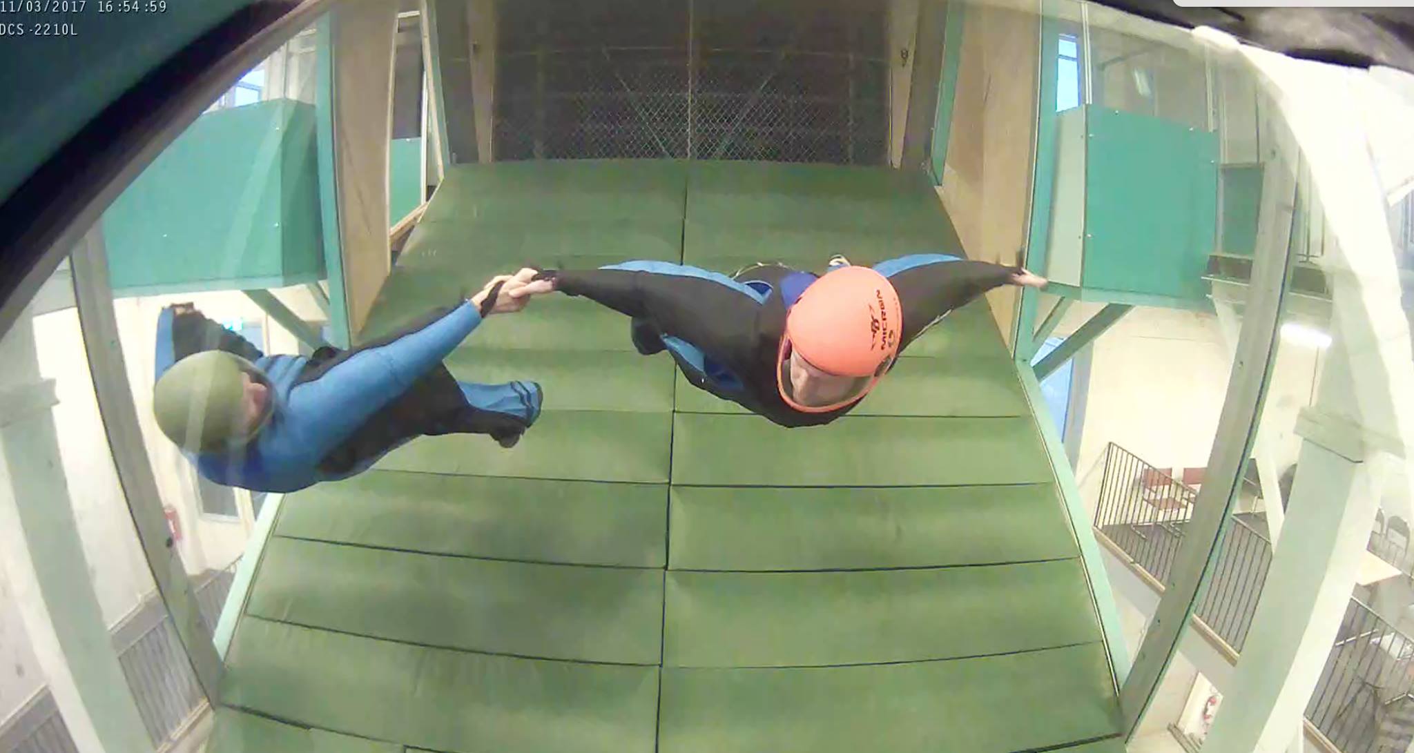 James flying in the indoor wingsuit wind tunnel.