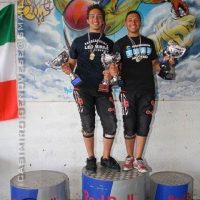 The brothers on the podium following the Italian National Swoop Championships in 2007.