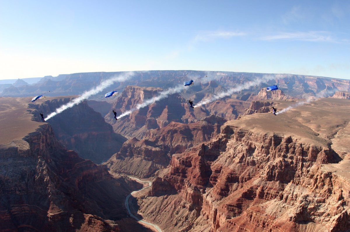 The PD Factory Team flying over the Grand Canyon. Photo by JC Coclasure