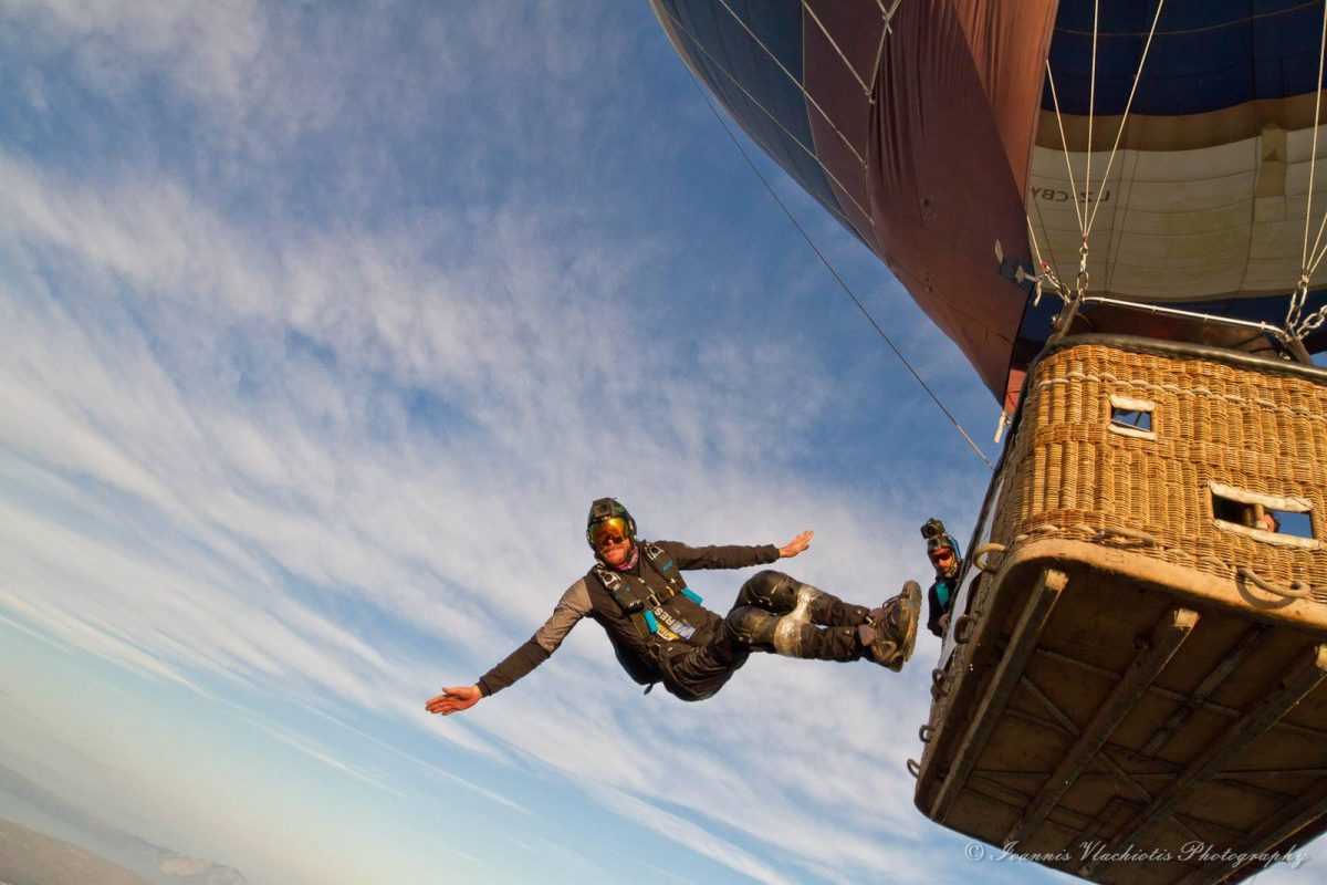 Alex exiting a balloon