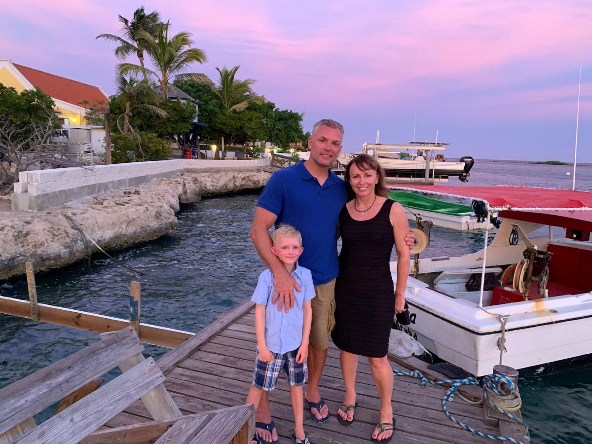 Kaz and family pose in Aruba