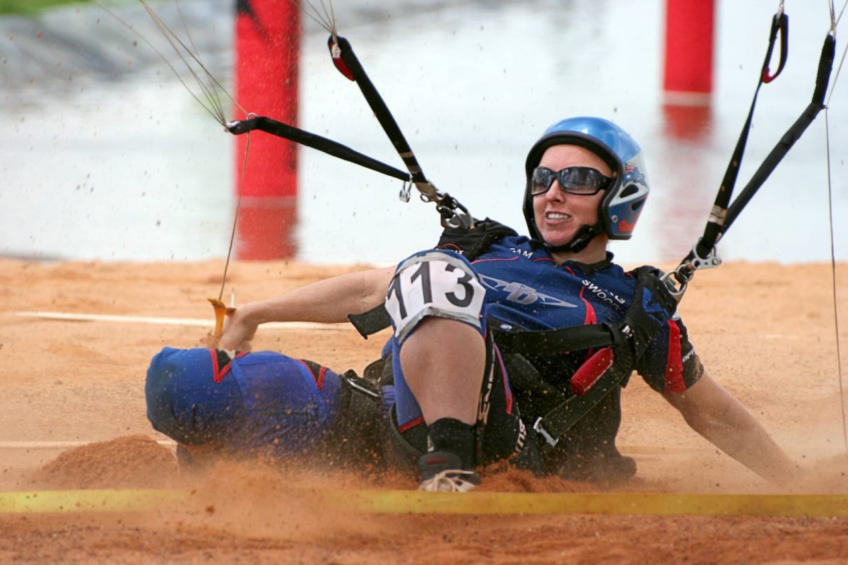 Kaz lands during the canopy piloting World Championships in South Africa