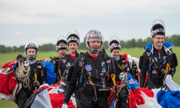 BK Krause with his skydiving team.