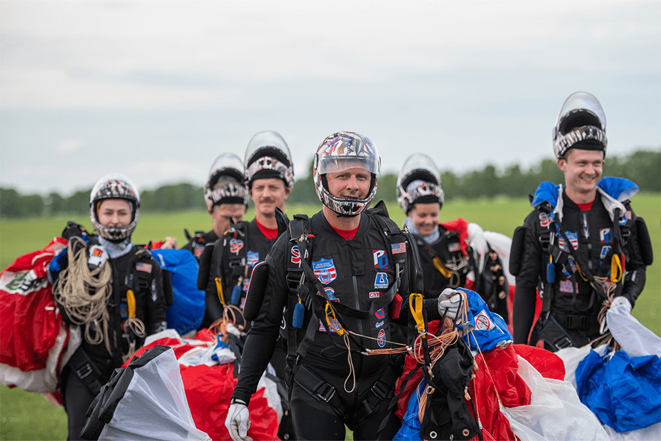 BK Krause with his skydiving team.